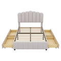 Full Size Upholstered Bed With 4 Storage Drawers,Wood Slat Support, Beige Full Beige Upholstered