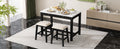 5 Piece Modern Faux Marble Versatile Bar Table Set With Storage Drawers And Padded Stools, Ideal For Space Saving Dining Nooks Or Small Kitchens Black Black Solid Wood Mdf