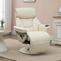 Homcom Manual Recliner, Swivel Lounge Armchair With Side Pocket, Footrest And Cup Holder For Living Room, Cream White Cream White Pu Leather