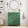 30 Inch Green Bathroom Vanity With Ceramic Sink And Large Storage Ideal Choice For Small Bathrooms Green Solid Wood Mdf