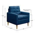 Tufted Back Accent Chair Blue Upholstered
