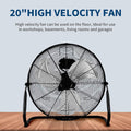 20 Inch 3 Speed High Velocity Heavy Duty Metal Industrial Floor Fans Oscillating Quiet For Home, Commercial, Residential, And Greenhouse Use, Outdoor Indoor, Black Black Aluminium