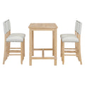 5 Piece Counter Height Dining Set, Classic Elegant Table And 4 Chairs In Natural Wood Wash Natural Wood Wash Solid Wood