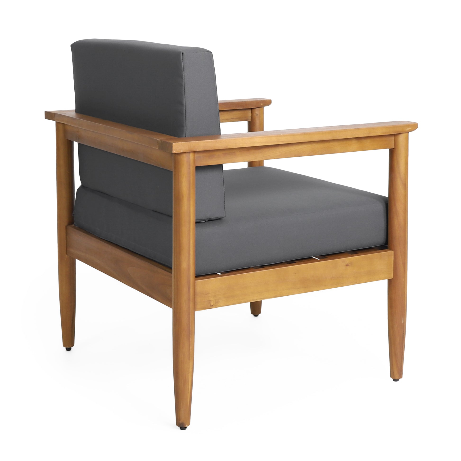 Gavin Club Chair Dark Grey Wood Fabric