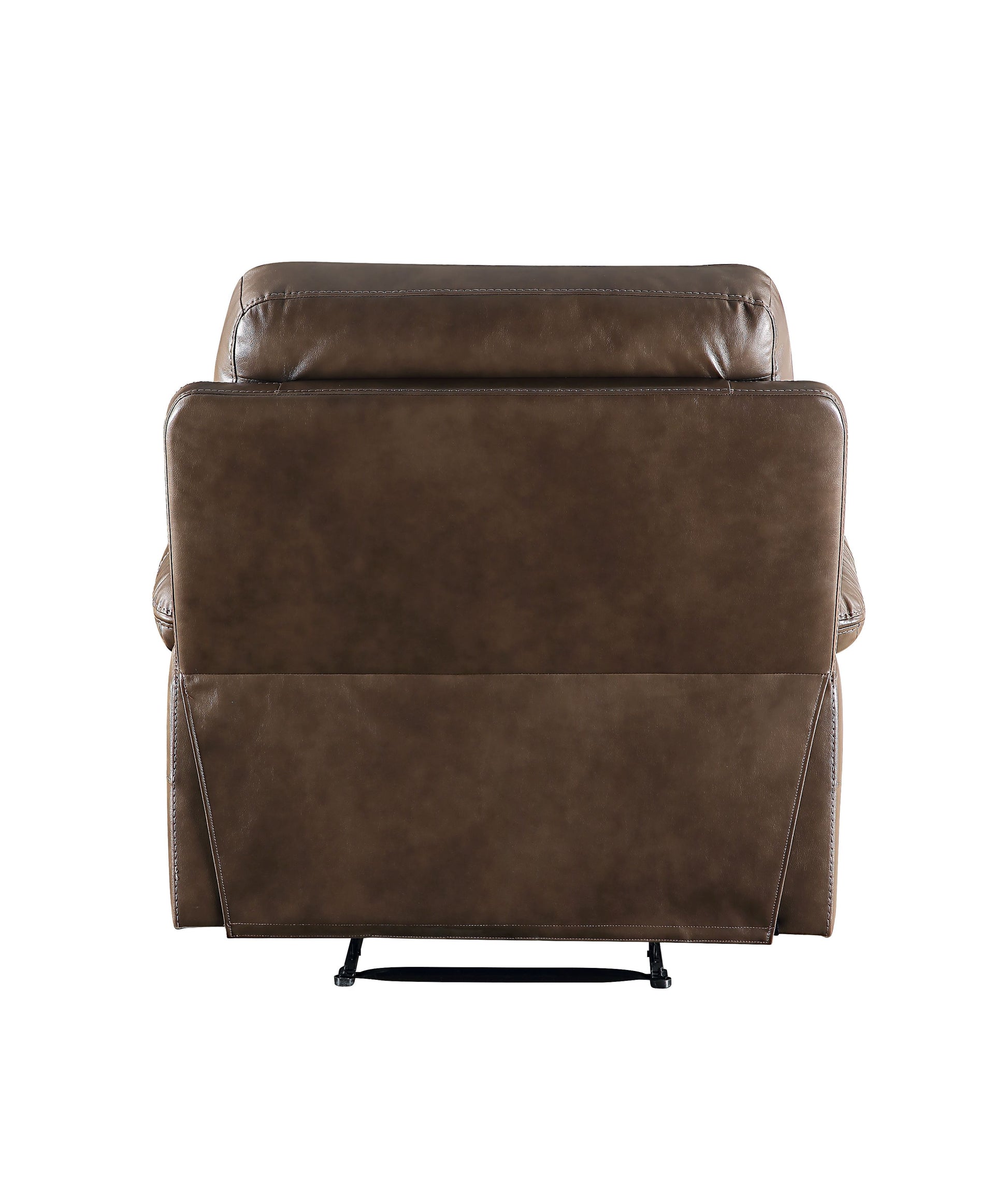Brown Power Recliner With Pillow Top Arm Brown Genuine Leather Power Push Button Metal Primary Living Space Tight Back Push Button Pillow Top Arms Wood Fabric