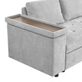 Mirod 91.5 Inch L Shaped Couch With Pull Out Bed And Storage Sectional Sleeper Sofa With Hidden Storagewide Armrest With Storage,For Living Room, Apartment, Bedroom, Office Light Grey Polyester 3