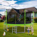 14Ft For Kids Children With Safety Enclosure Net Outdoor Backyards Large Recreational Trampoline Green Metal