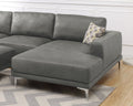 Left Facing Sofa, Right Facing Chaise Sectional Set Antique Grey Sleek Modern 2Pc Sectional W Pillows Antique Gray Faux Leather Primary Living Space Cushion Back Classic,Contemporary,Modern L Shaped Pine Metal 5 Seat