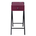 Burdy And Black Side Table With Usb Ports Burgundy Primary Living Space Pine Drawers Rectangular Wood