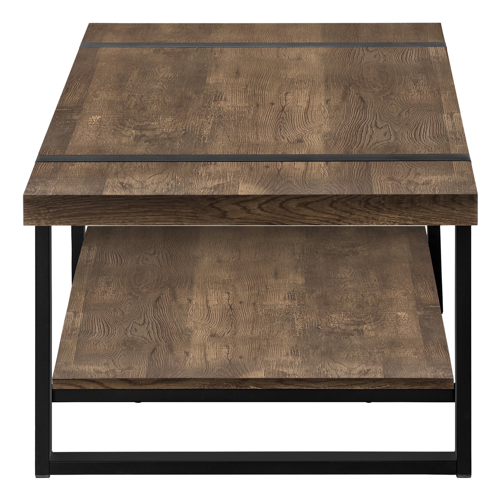 Coffee Table, Accent, Cocktail, Rectangular, Living Room, 48"L, Brown Laminate, Black Metal, Contemporary, Modern Brown Mdf