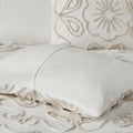 3 Piece Tufted Cotton Chenille Coverlet Set Ivory Taupe Full Queen Ivory Taupe Cotton