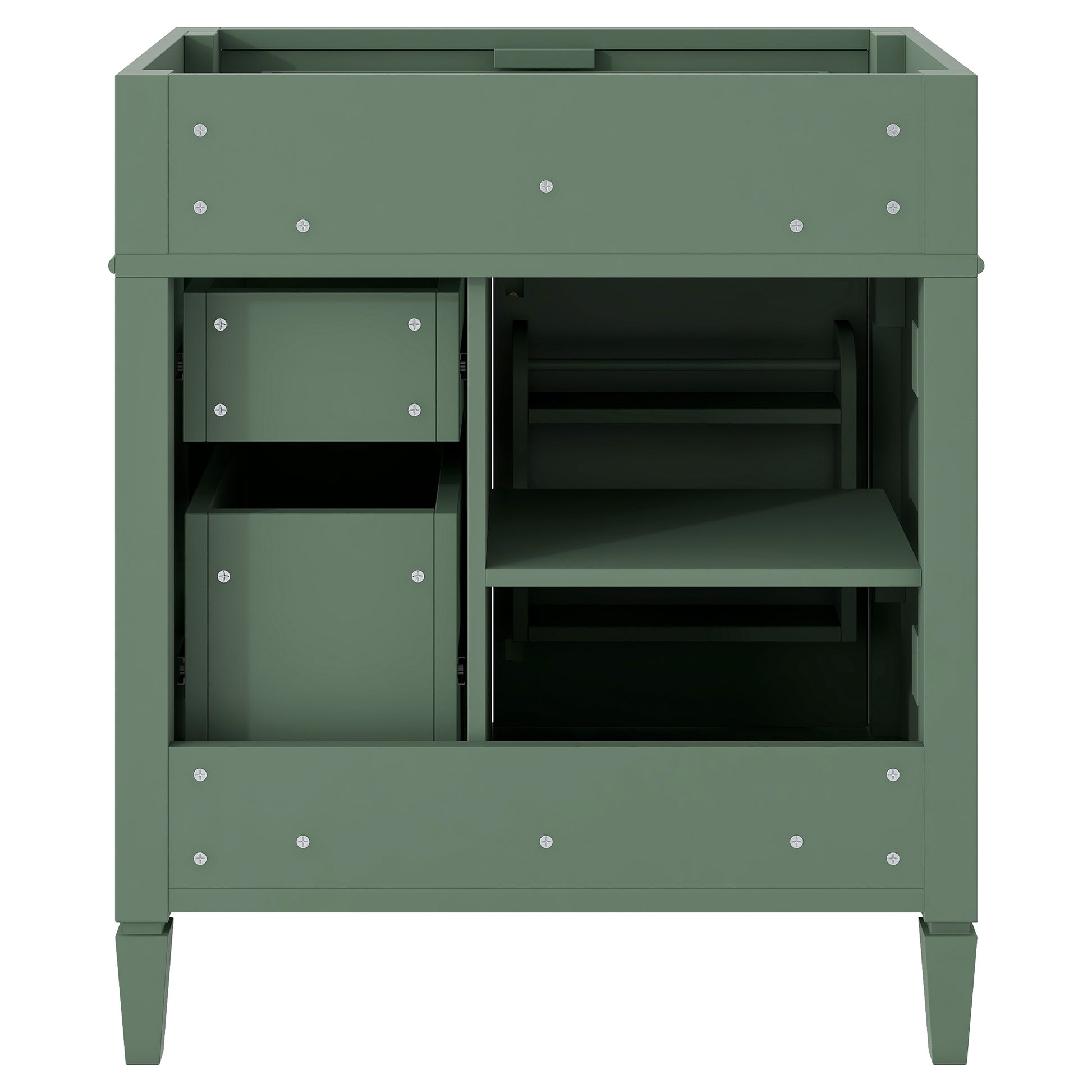 30'' Bathroom Vanity Without Top Sink, Modern Bathroom Storage Cabinet With 2 Drawers And A Tip Out Drawer Not Include Basin 3 Green 1 Adjustable Hinges Bathroom Freestanding Solid Wood Mdf Painted