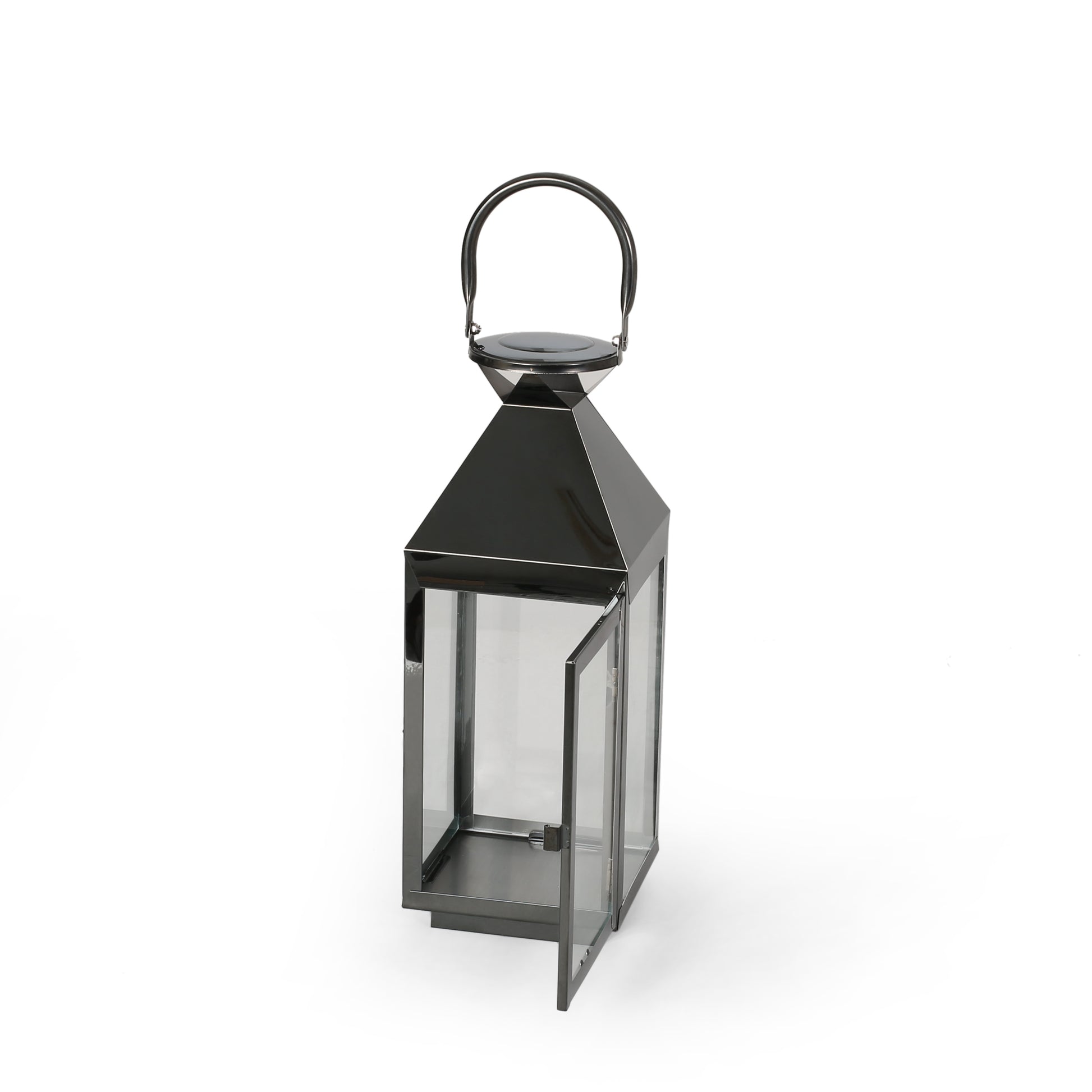 Tulsa 16"H Stainless Steel Lantern Black Stainless Steel