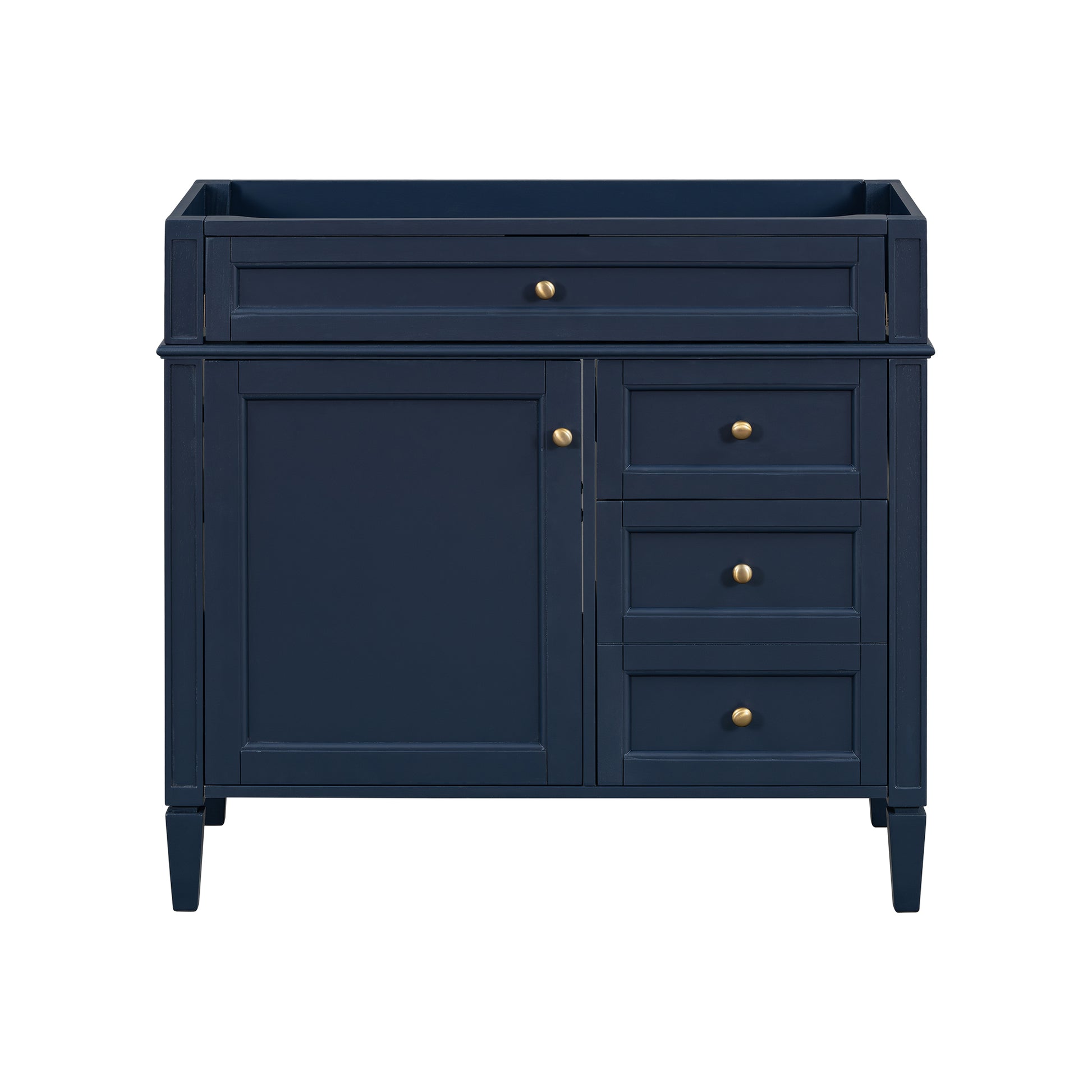 36'' Bathroom Vanity Without Top Sink, Modern Bathroom Storage Cabinet With 2 Drawers And A Tip Out Drawer, Solid Wood Frame Not Include Basin Sink Blue Bathroom Solid Wood Mdf