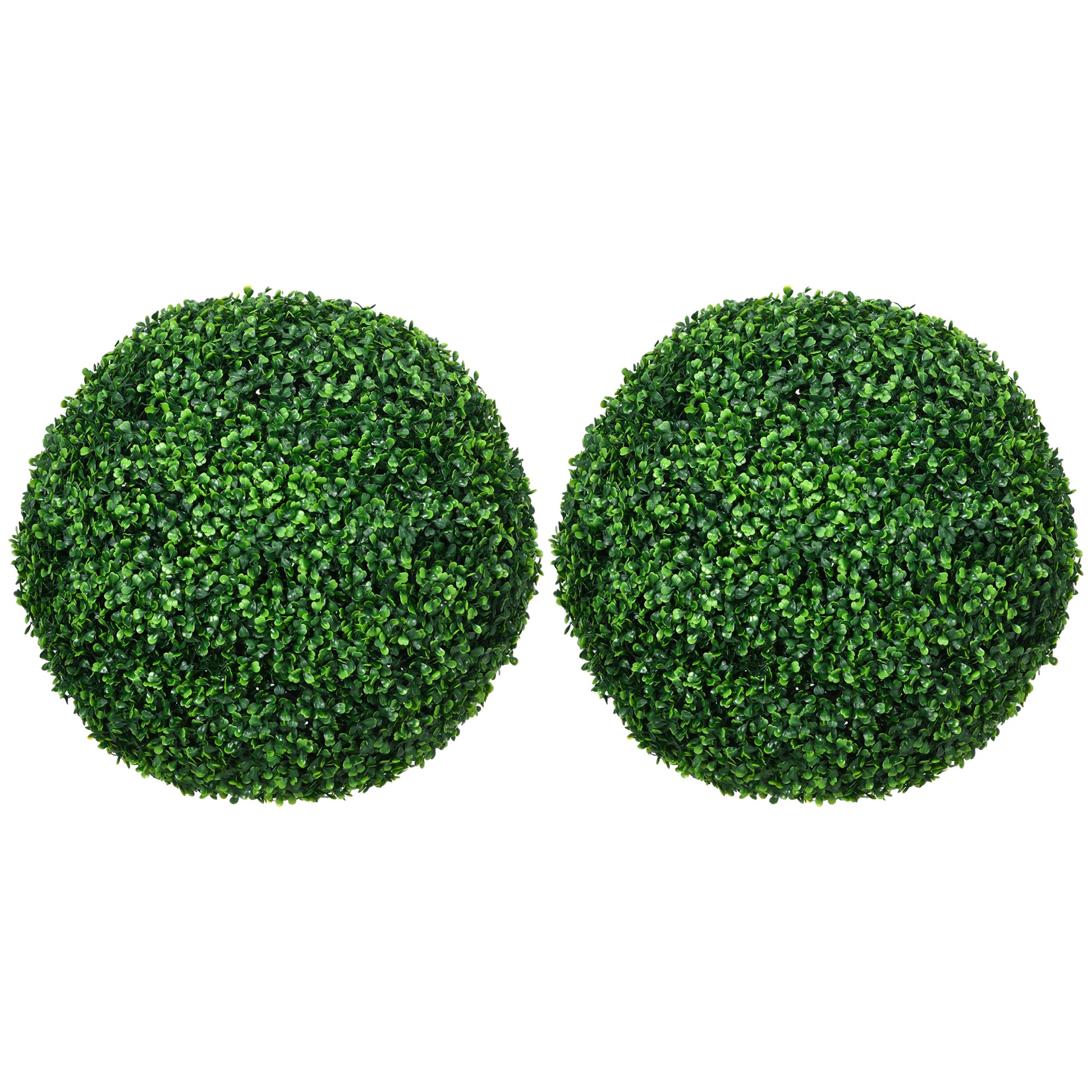 Homcom Set Of 2 19.75 Inch Artificial Ball Boxwood Topiary Trees Balls, Indoor Outdoor Fake Plants For Home, Office & Living Room Decor Green Plastic