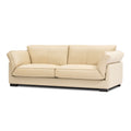 89.76 Inch Top Genuine Leather Sofa, 3 Seater Leather Couch, Mid Century Modern Couch For Living Room Bedroom Apartment Office, Beige Beige Genuine Leather 3 Seat