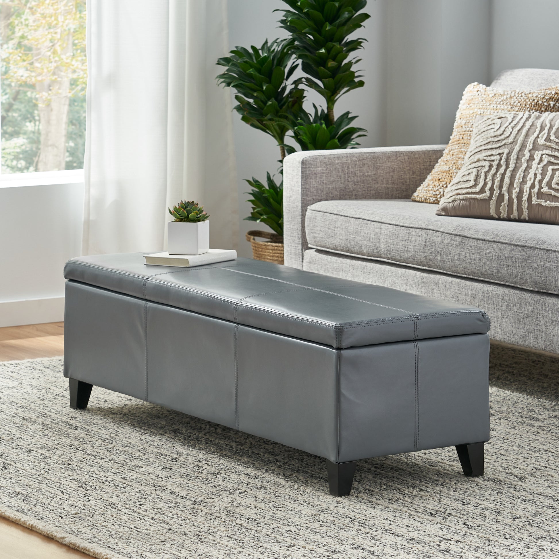 Glouster Storage Ottoman V2 Grey Pu