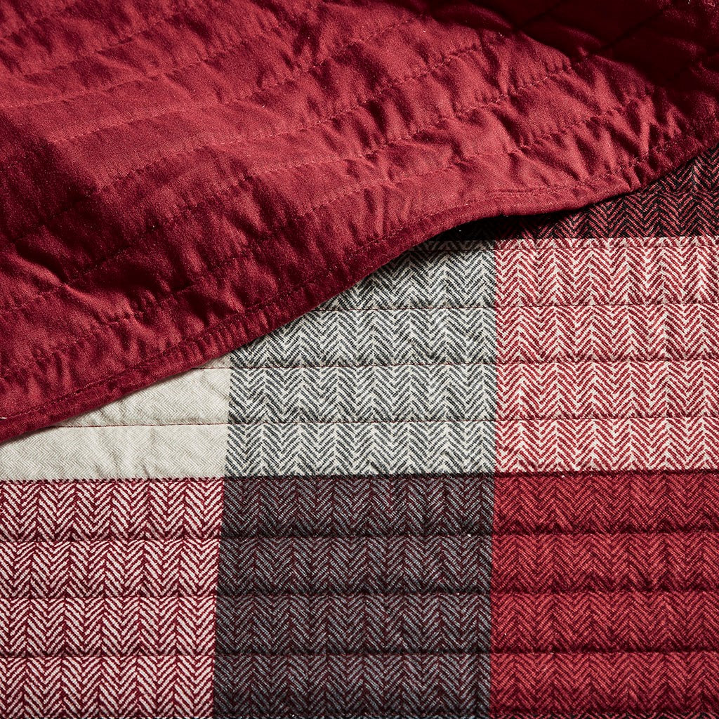 6 Piece Reversible Plaid Daybed Cover Set Red Daybed Red Microfiber