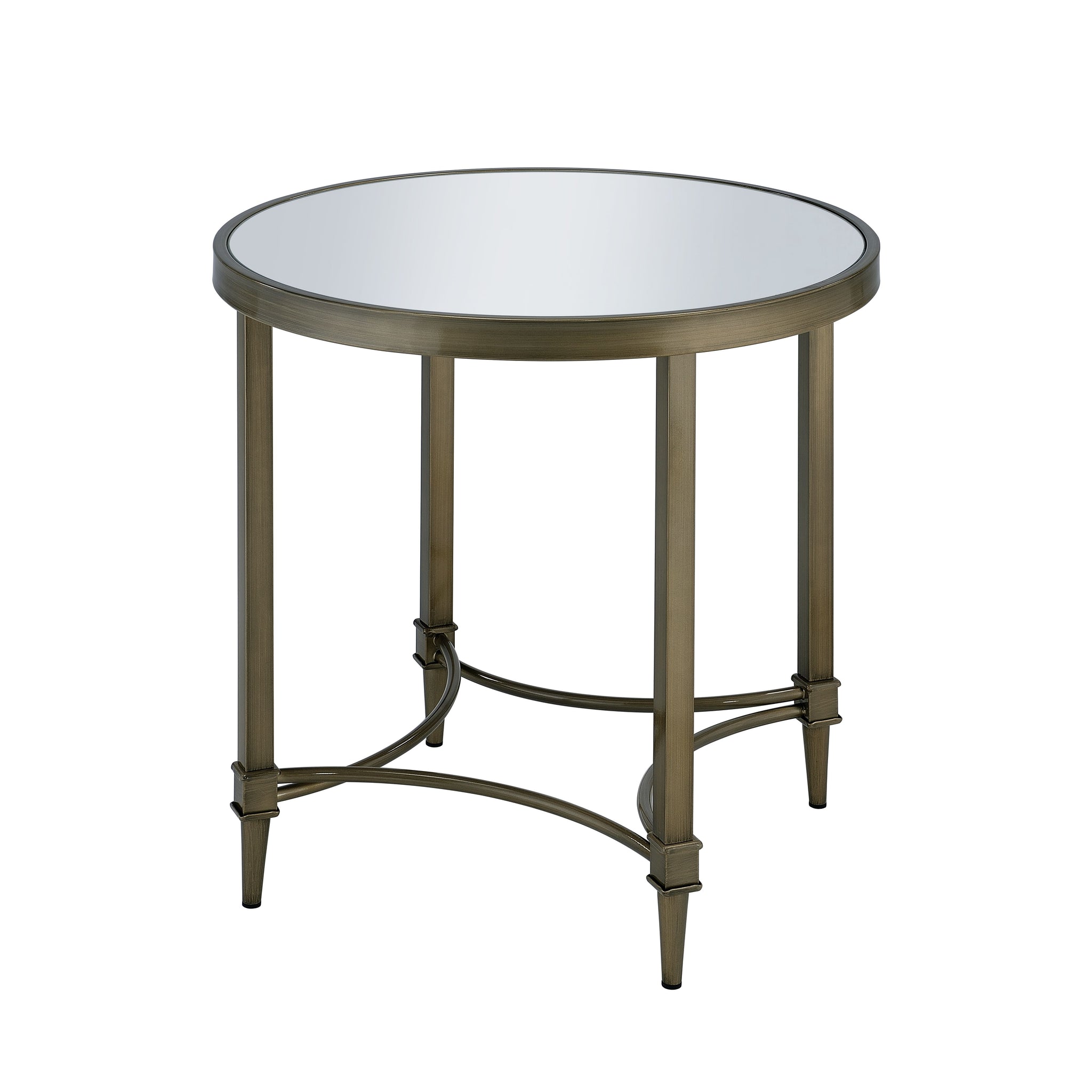 Aditya End Table, Mirrored & Antique Brass Finish Lv02736 Antique Brass Metal