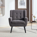 Modern Soft Teddy Material Ergonomics Accent Chair Living Room Chair Bedroom Chair Home Chair With Black Legs For Indoor Home Grey Teddy Fabric Grey Foam Upholstered