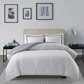 Reversible Yarn Dyed Stripe Down Alternative Comforter Set Queen White Gray Microfiber