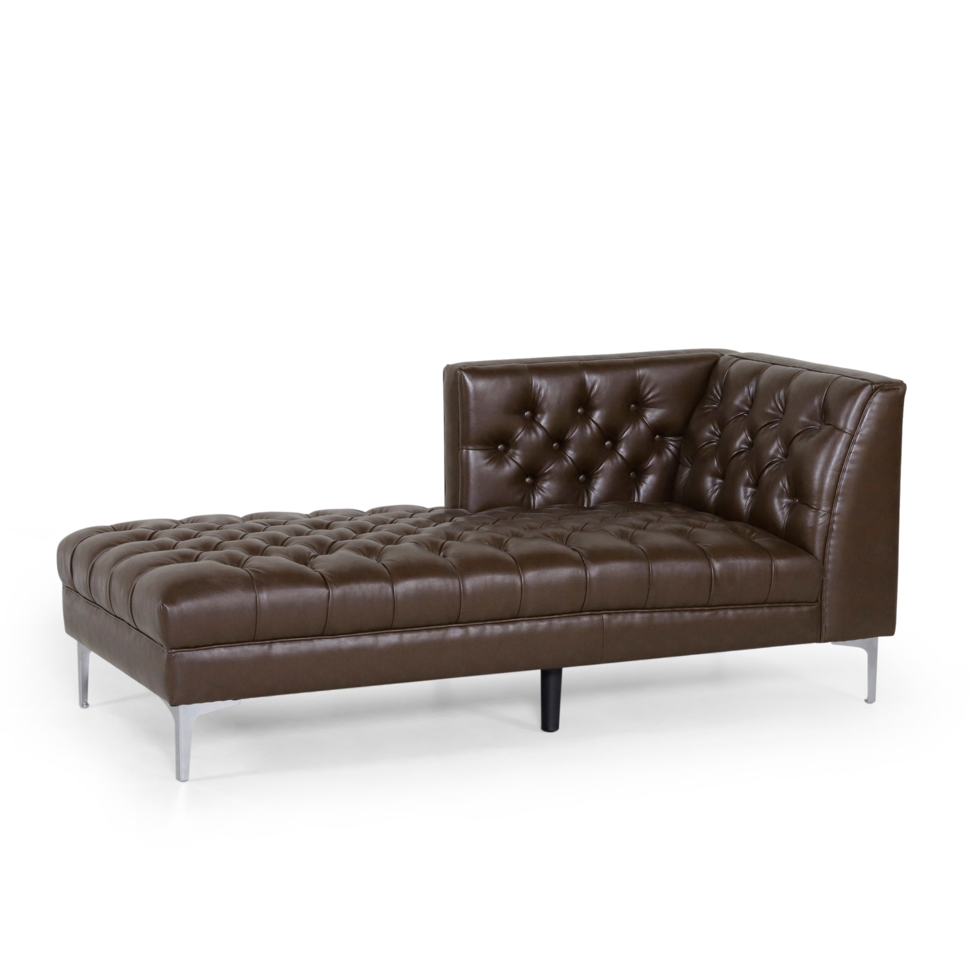 Chaise Lounge Dark Brown Pu Leather