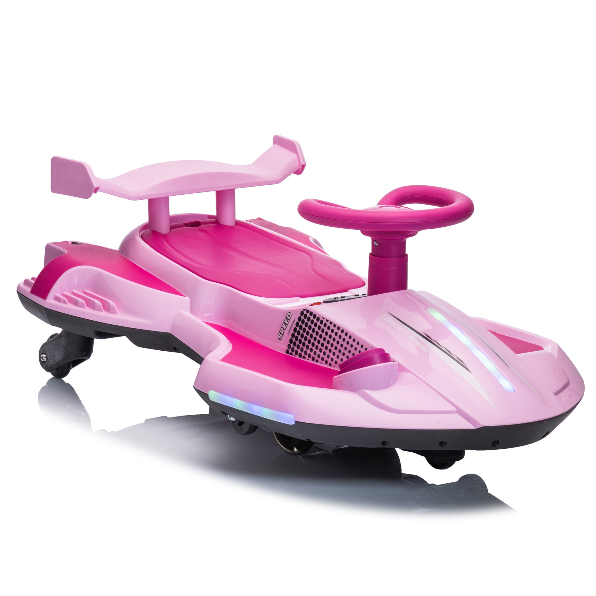 12V Kids Ride On Electric Toy,360 Degree Drift In Place,Spray Function,Front&Side Lights Design,Usb Mp3,Bluetooth,Music, 3.73 4.35 Mph,Easy Installation,Ultimate Cool Operation For Kids Aged 3 . Pink 100 149 Lbs Polypropylene