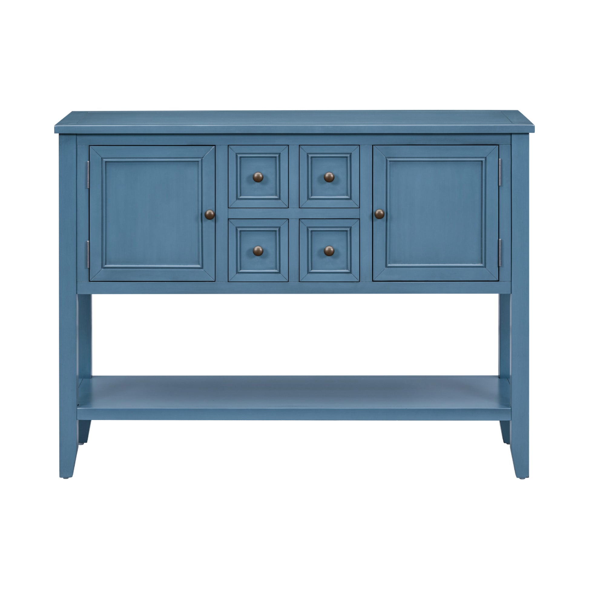 Cambridge Series Large Storage Vintage Console Table With Four Small Drawers And Bottom Shelf For Living Rooms, Entrances And Kitchens Light Navy, Old Sku: Wf190263Aah Light Navy Solid Wood Mdf