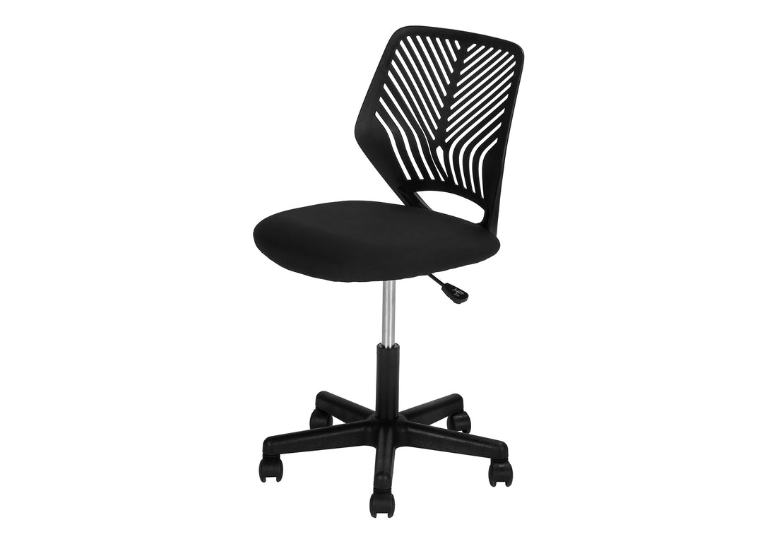 Office Chair, Adjustable Height, Swivel, Ergonomic, Computer Desk, Work, Juvenile, Black Mesh, Black Metal, Contemporary, Modern Black Foam Polyester