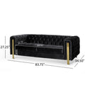 Mirod Comfy 3 Seat Sofa With Tufted Back And Arm, Modern For Living Room Black Velvet 3 Seat