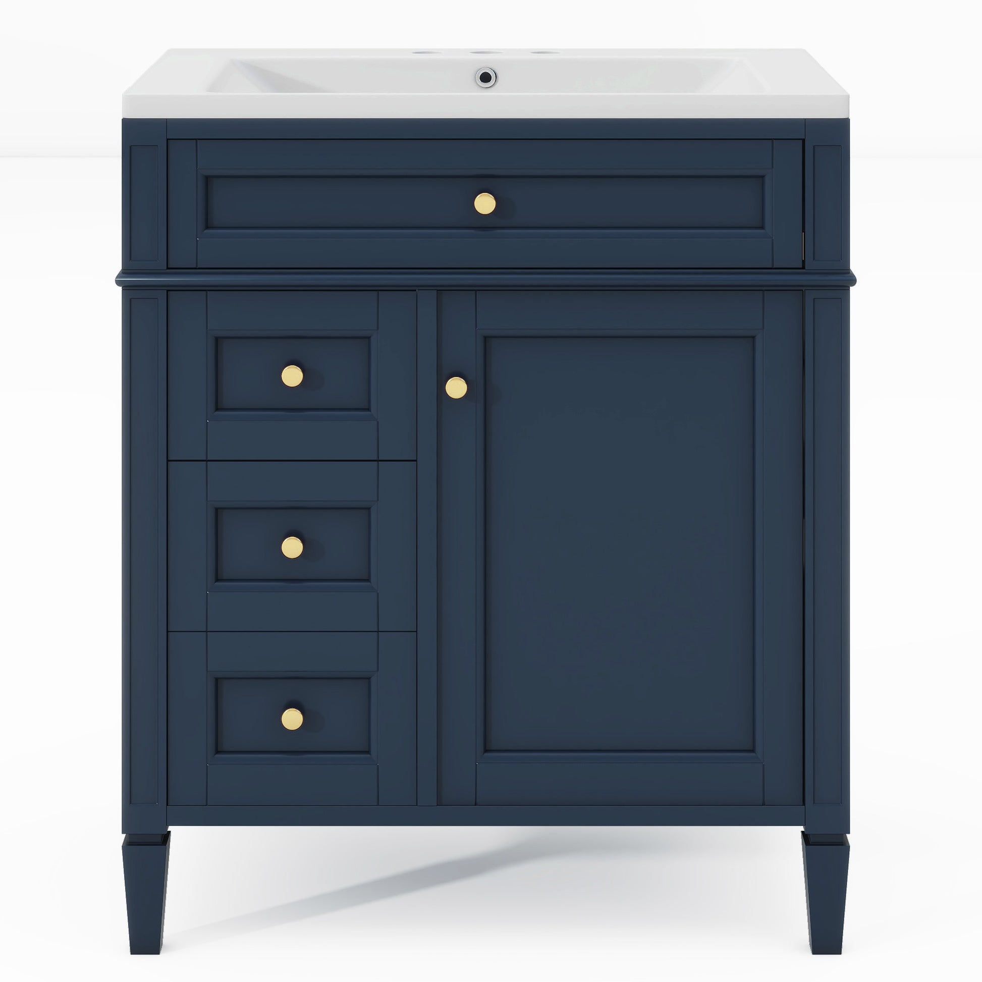 30'' Bathroom Vanity With Top Sink, Modern Bathroom Storage Cabinet With 2 Drawers And A Tip Out Drawer, Single Sink Bathroom Vanity 3 Blue 1 Soft Close Doors Bathroom Freestanding Mdf Painted