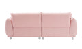 The 86.6 Inch Teddy Fleece Pink Sofa With Four Throw Pillows And Hardware Feet Can Sit Comfortably In An Apartment Bedroom Without Taking Up Space Pink Fabric 2 Seat