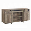 Grey Washed Tv Stand With 2 Sliding Barn Doors Grey Primary Living Space 60 Inches 60 69 Inches Farmhouse Wood Metal