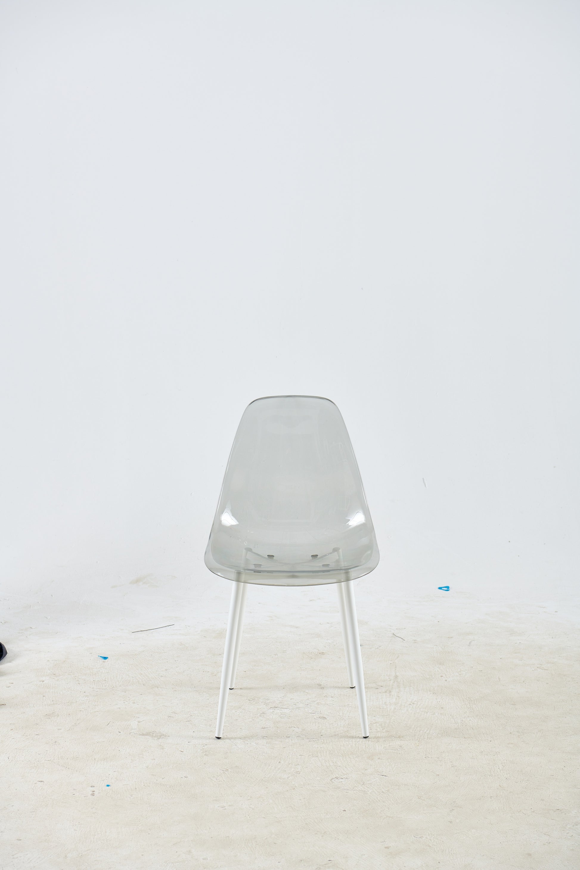 Dining Chair,Set Of 4,Metal Leg,Plastic Seat,Transparent Grey Grey Iron Plastic