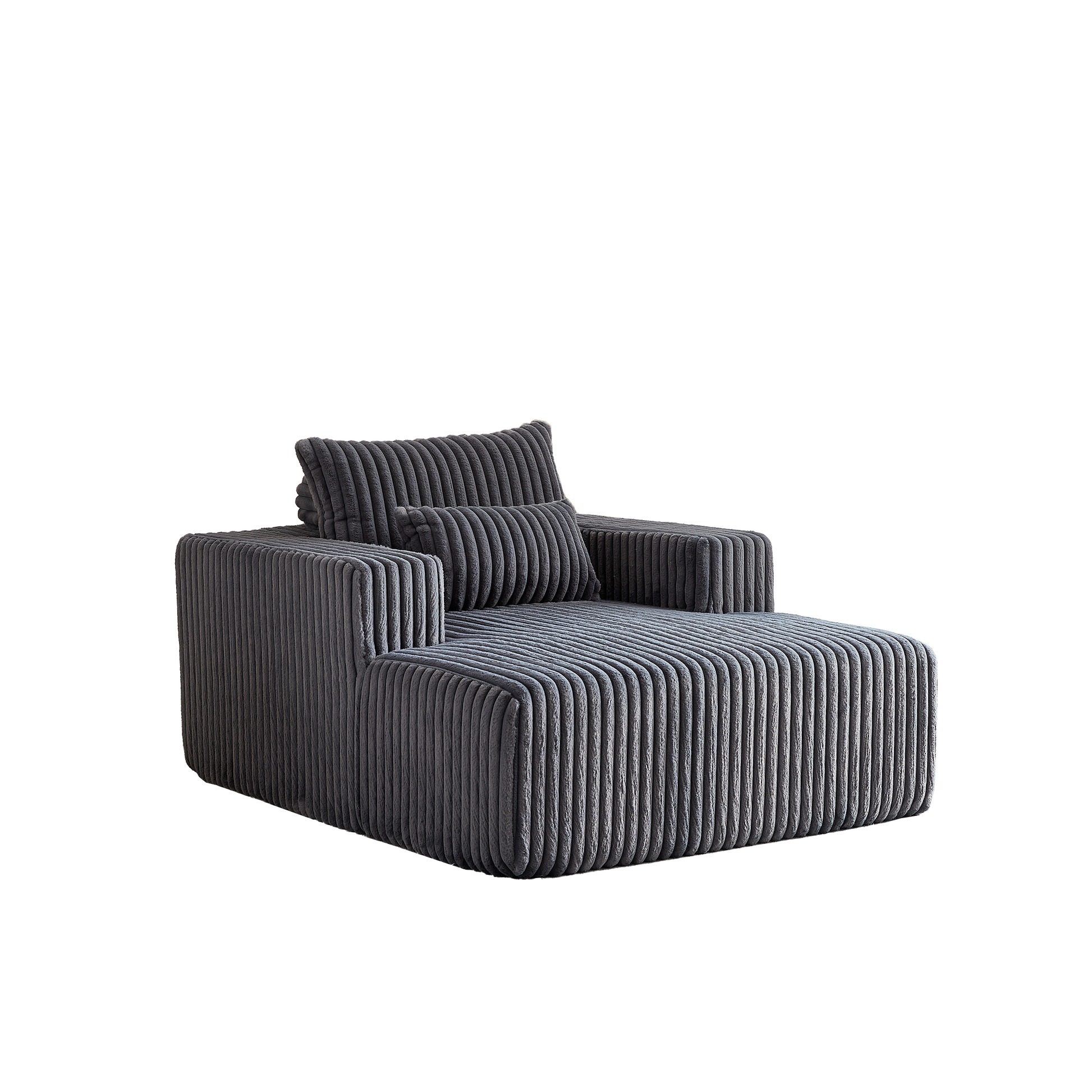 62.5 Inch Corduroy Sponge Sofa Lounge Chair,No Assembly Required,Fluffy Modern Sleeper Chair For Indoor Living Room Bedroom Grey Foam Corduroy 1 Seat