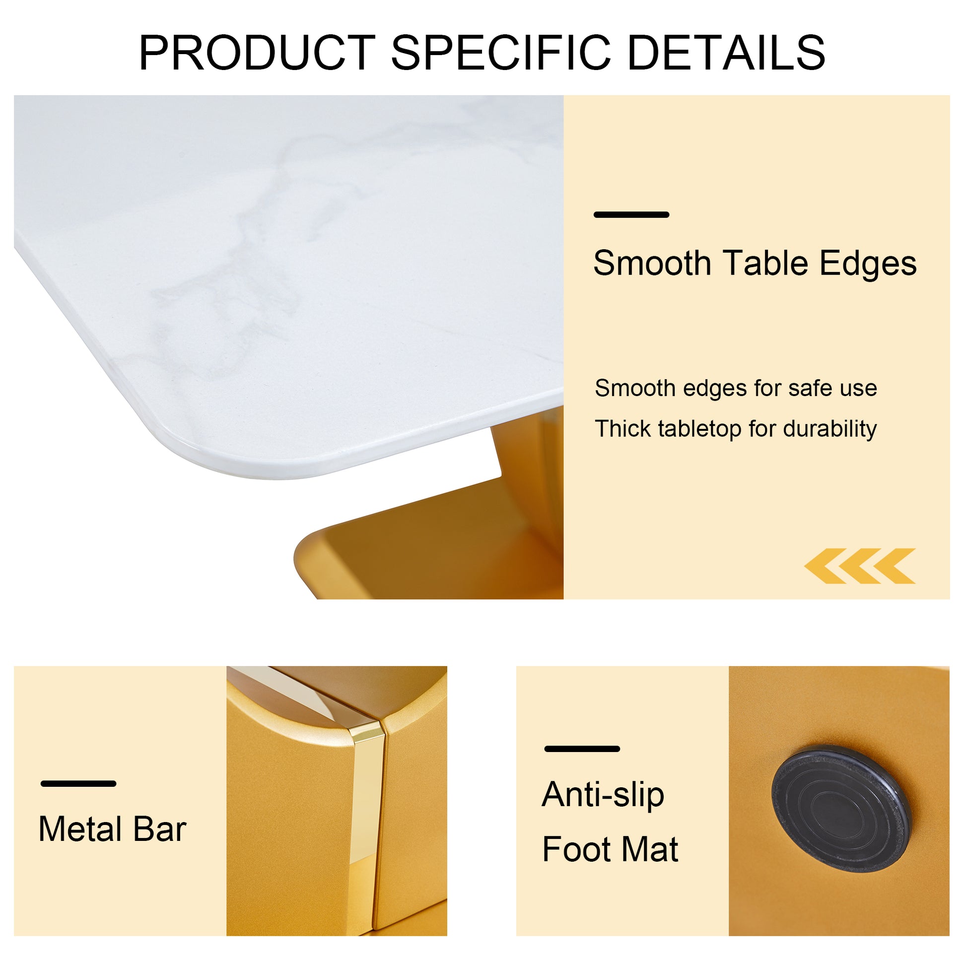 Table And Chair Set, Modern Minimalism And Luxurious White Rectangular Pattern Dining Table. Soft And Comfortable Dining Chairs For Dining Rooms, Living Rooms, Terraces And Kitchens. White Seats 6 Mdf Glass