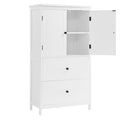 Bathroom Storage Cabinet, Cabinet With Two Doors And Drawers, Adjustable Shelf, Mdf Board, White White Mdf