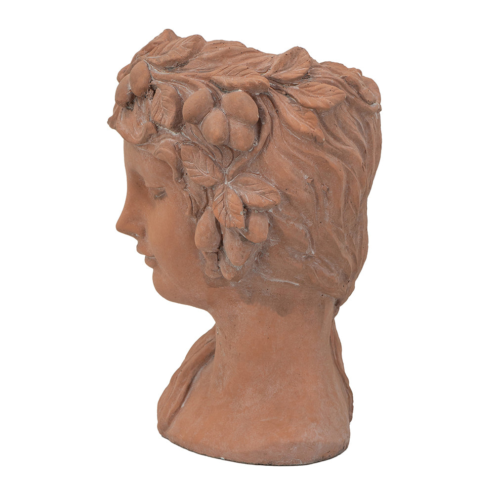 8X9X11.5" Brown Head Bust Planter, Greek Style Cement Head Planter Indoor Outdoor Home Garden Decor Brown Garden & Outdoor Cement