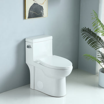 1.28 Gpf One Piece Toilet Single Flushwater Saving Elongated Comfort Height Floor Mounted, Soft Closing Seat, 1000 Gram Map Flushing Score Toilet, Gloss White 23T03 Gw White Ceramic