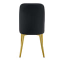 2 Modern Dining Chairs, Sleek Pu Leather Backrest, And Gold Metal Legs Bring A Comfortable Home Experience To The Kitchen, Bedroom, And Office. Black Pu