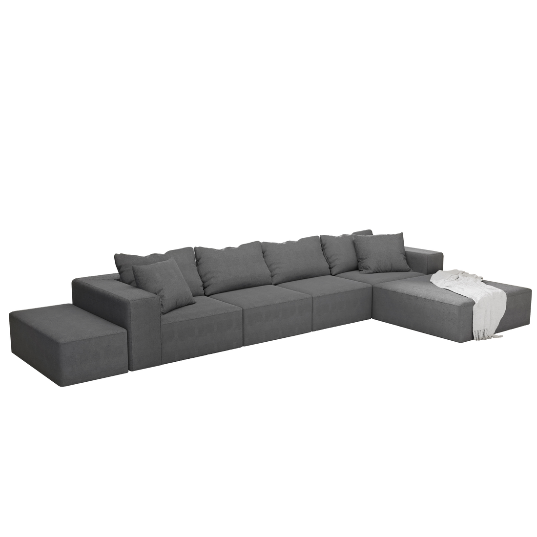 Modern Upholstered Sectional Sofa Couch Set,Modular 132" L Shaped Sectional Living Room Sofa Set With 6 Pillows,Free Combination Sofa Couch For Living Room,Bedroom Grey Foam Chenille 6 Seat