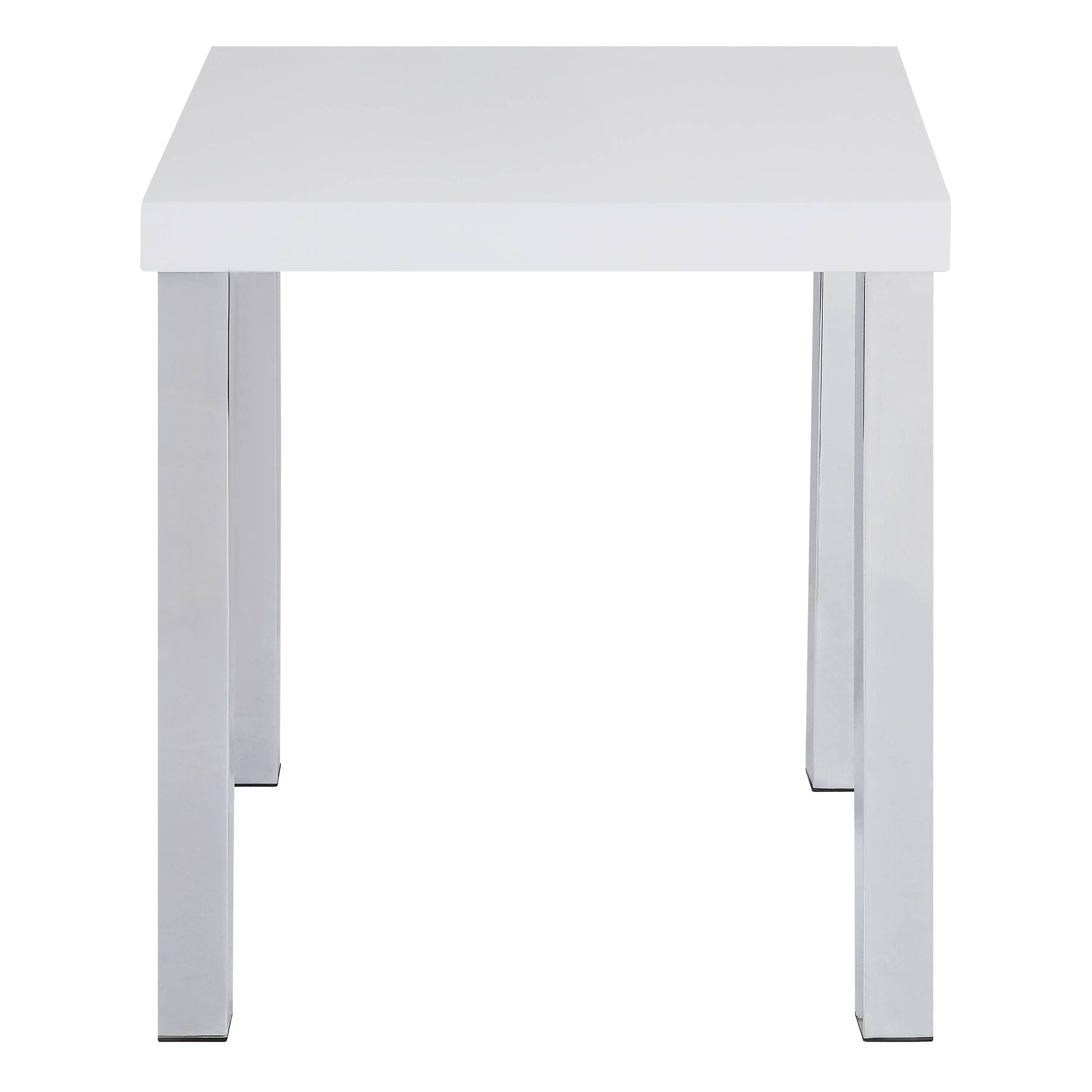 White High Gloss And Chrome End Table White Silver Primary Living Space Rectangular Wood Metal