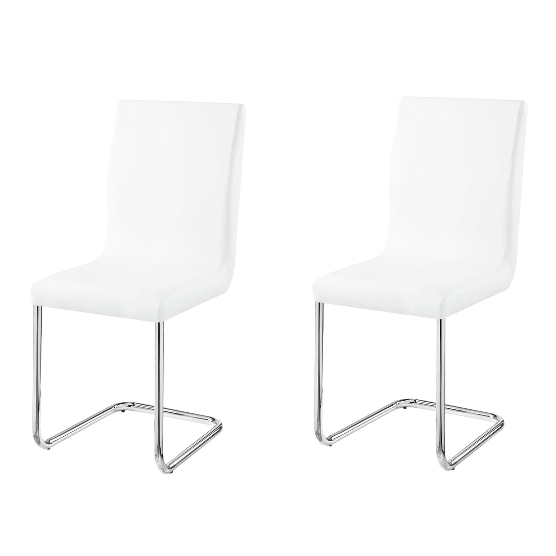 White And Chrome Side Chairs With Metal Sled Base Set Of 2 Solid White Silver Dining Room Foam Rectangular Modern Side Chair Solid Back Set Of 2 Faux Leather