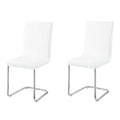 White And Chrome Side Chairs With Metal Sled Base Set Of 2 Solid White Silver Dining Room Foam Rectangular Modern Side Chair Solid Back Set Of 2 Faux Leather