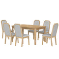 7 Piece Farmhouse Dining Set Classic Rustic Table And 6 High Back Design Chairs For Dining Room, Kitchen Natural Wood Wash Natural Wood Wash Solid Wood Mdf
