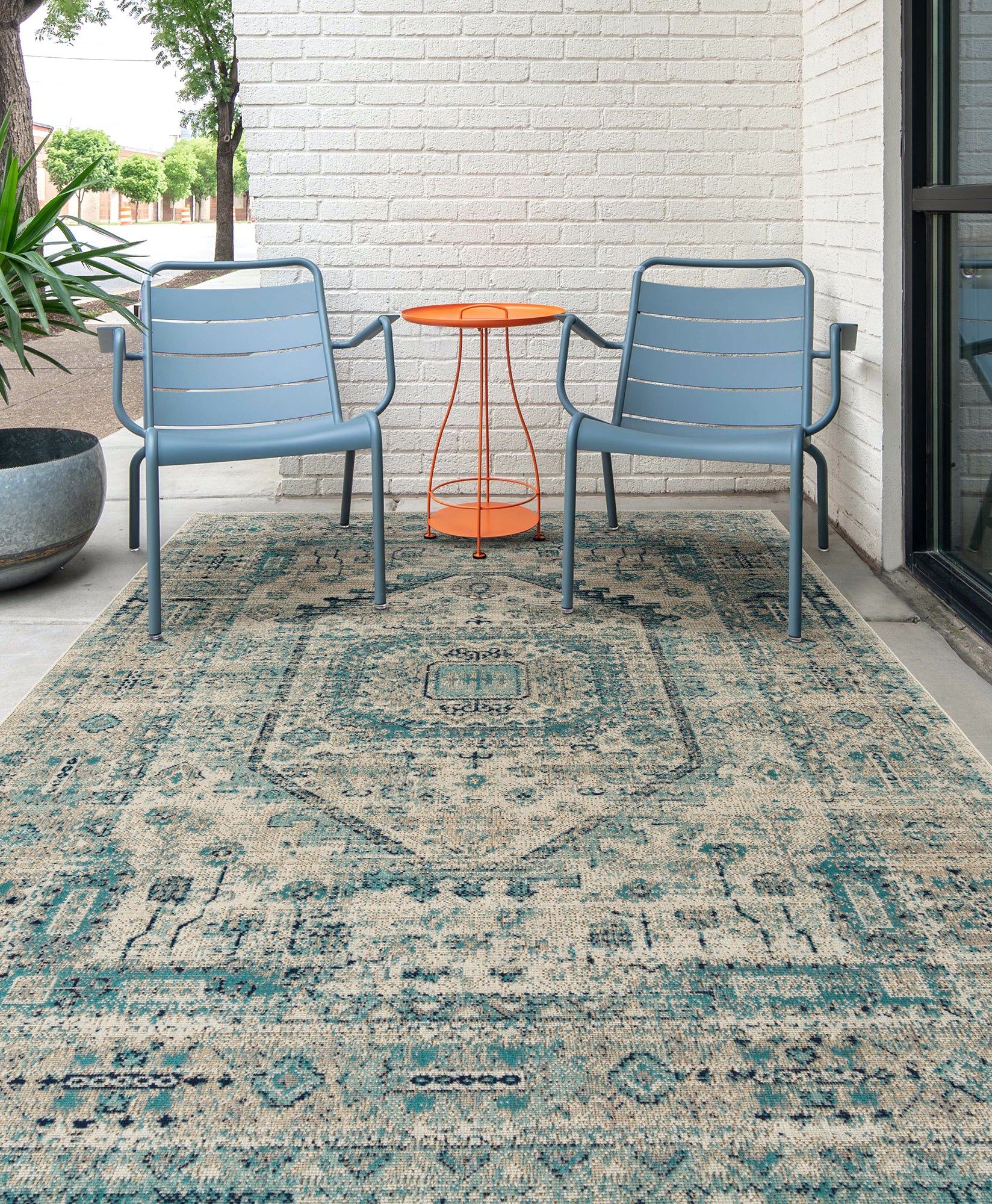 Casual, Modern, Traditional, Transitional, Oriental, Bohemian, Textured Cut Pile 5'3" X 7'3" Rectangle Area Rug Turquoise Polypropylene