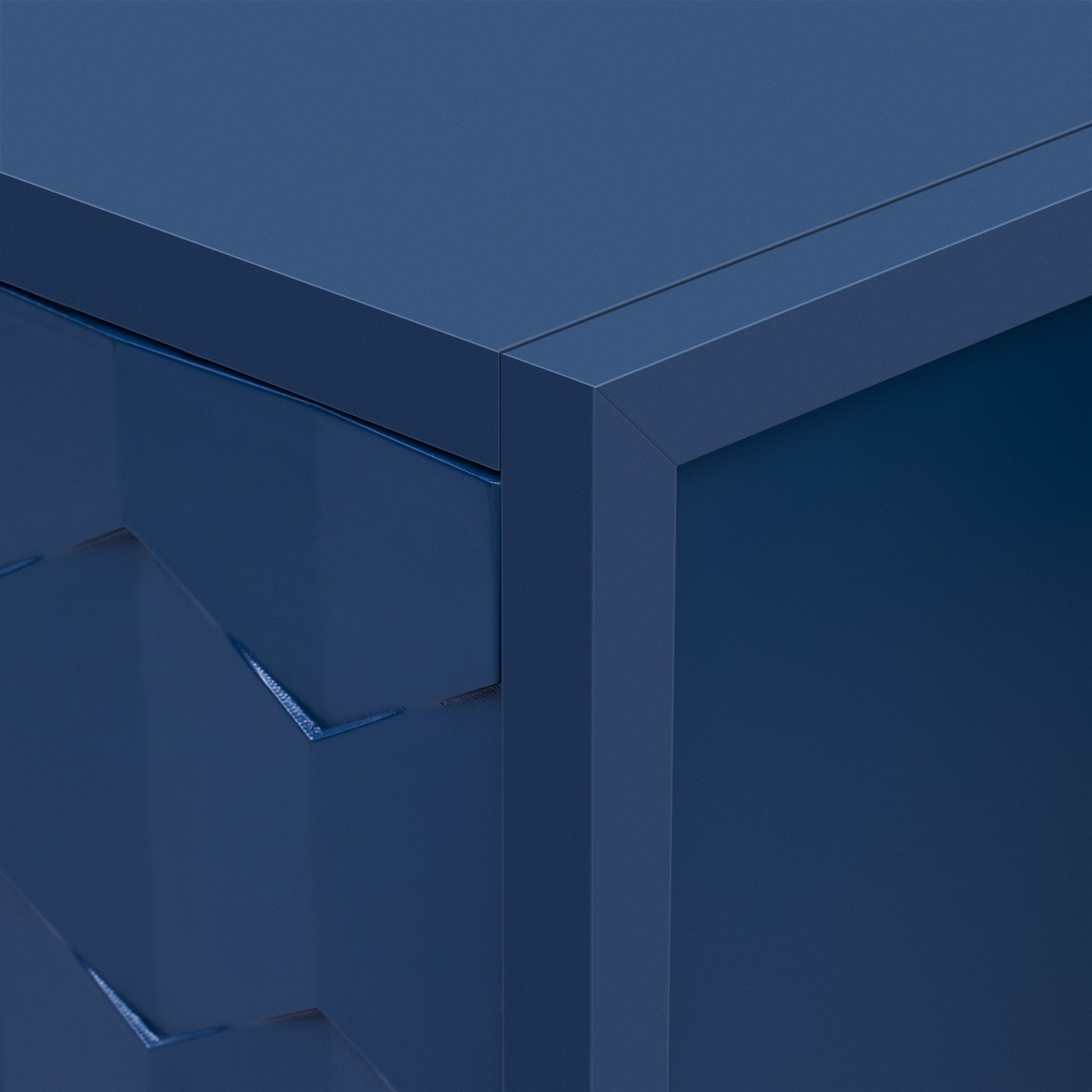 Luxurious Four Door Sideboard With Honeycomb Patterned Doors, Offering Large Storage For Study,Entrance And Living Room Navy Blue Primary Living Space American Design Mdf