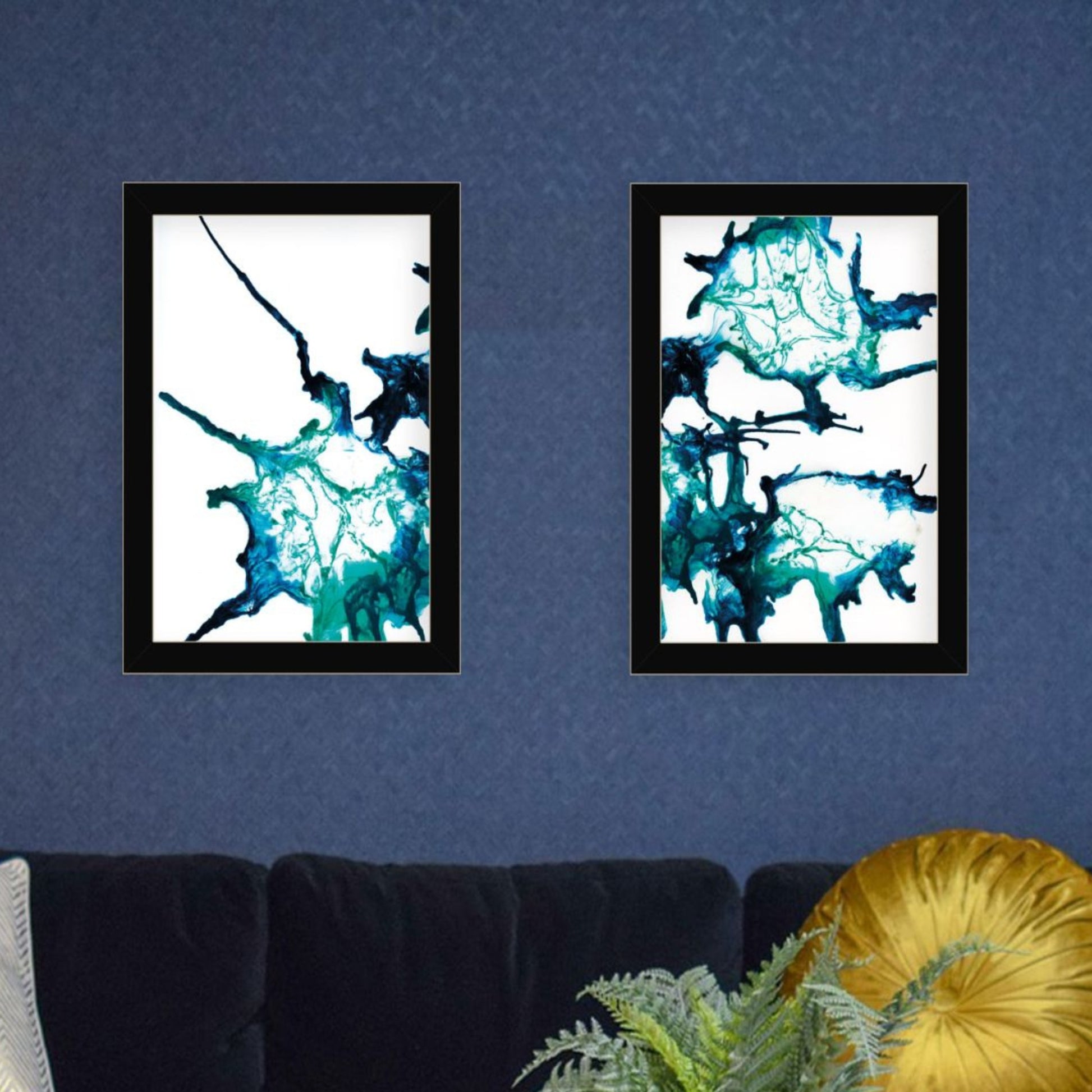 "Abstract Ocean Living" Framed Wall Art For Living Room, Wall Art Print For Home Decor, Bedroom Wall Art By Kamdon Kreations Multicolor Wood Paper