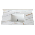 43 Inch Marble Vanity Top, Bathroom Vanity Top With Undermount Rectangular Middle Sink And 4