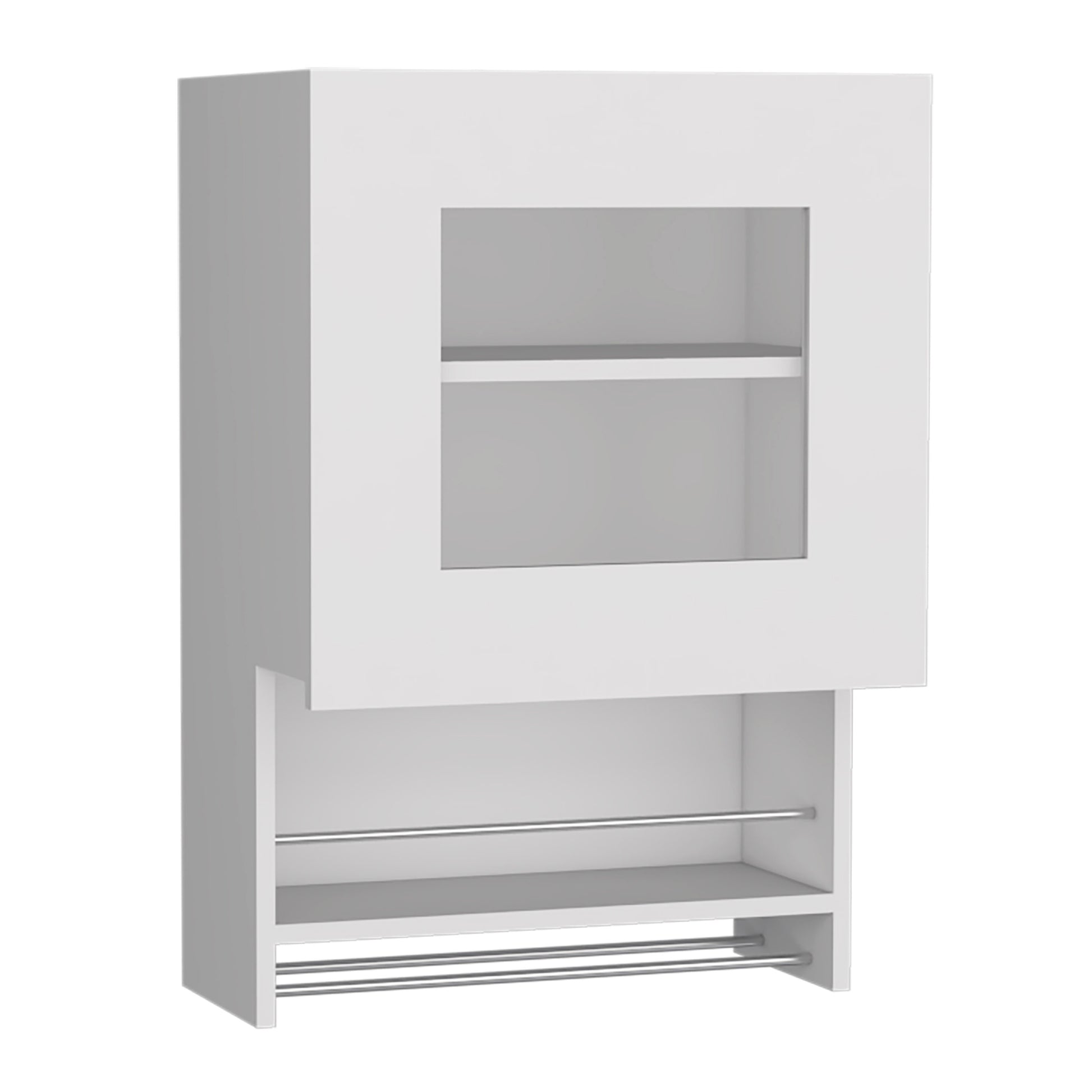 Balboa Wall Cabinet, Towel Bar, 1 Door White White Particle Board